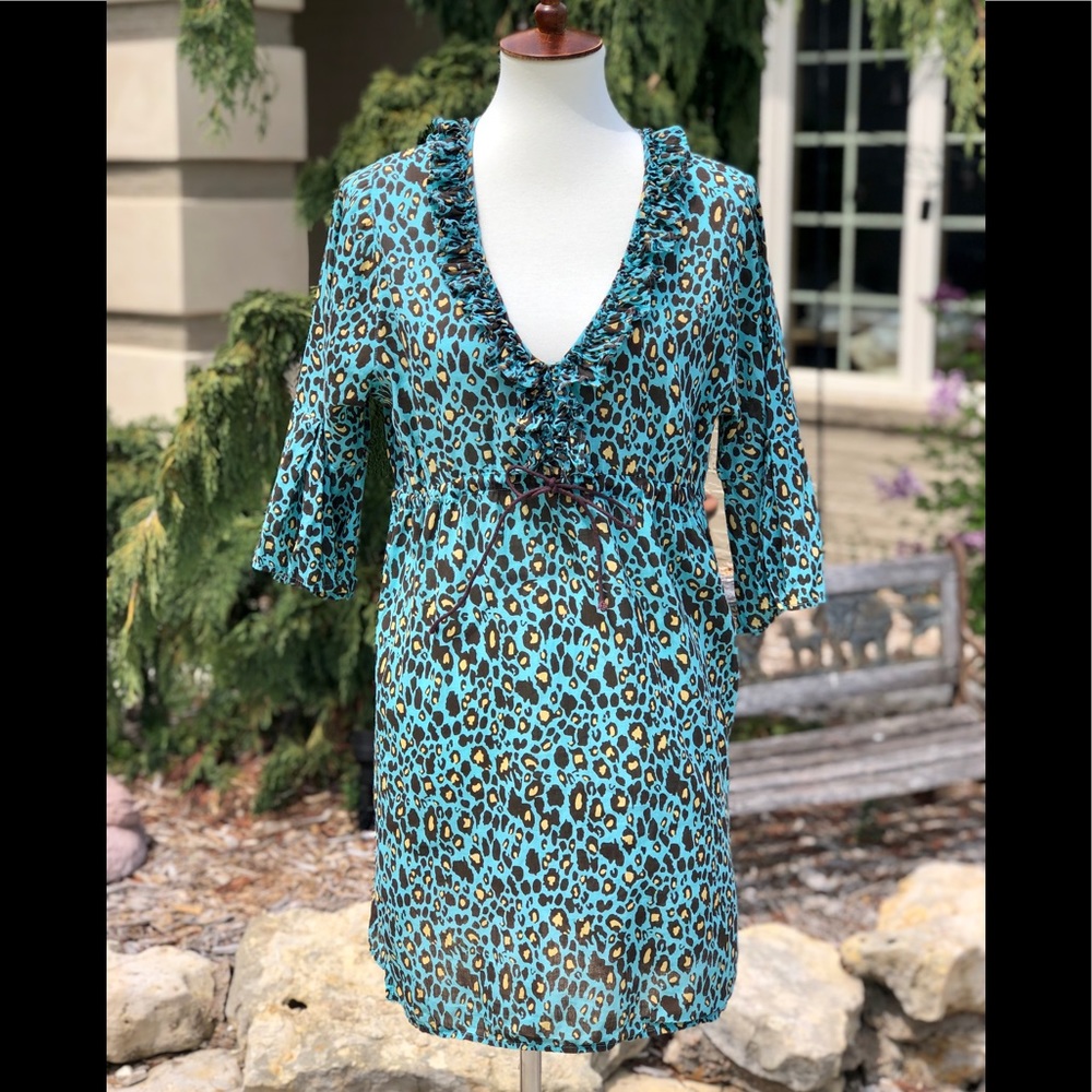 Mud Pie animal print swim cover up sz S